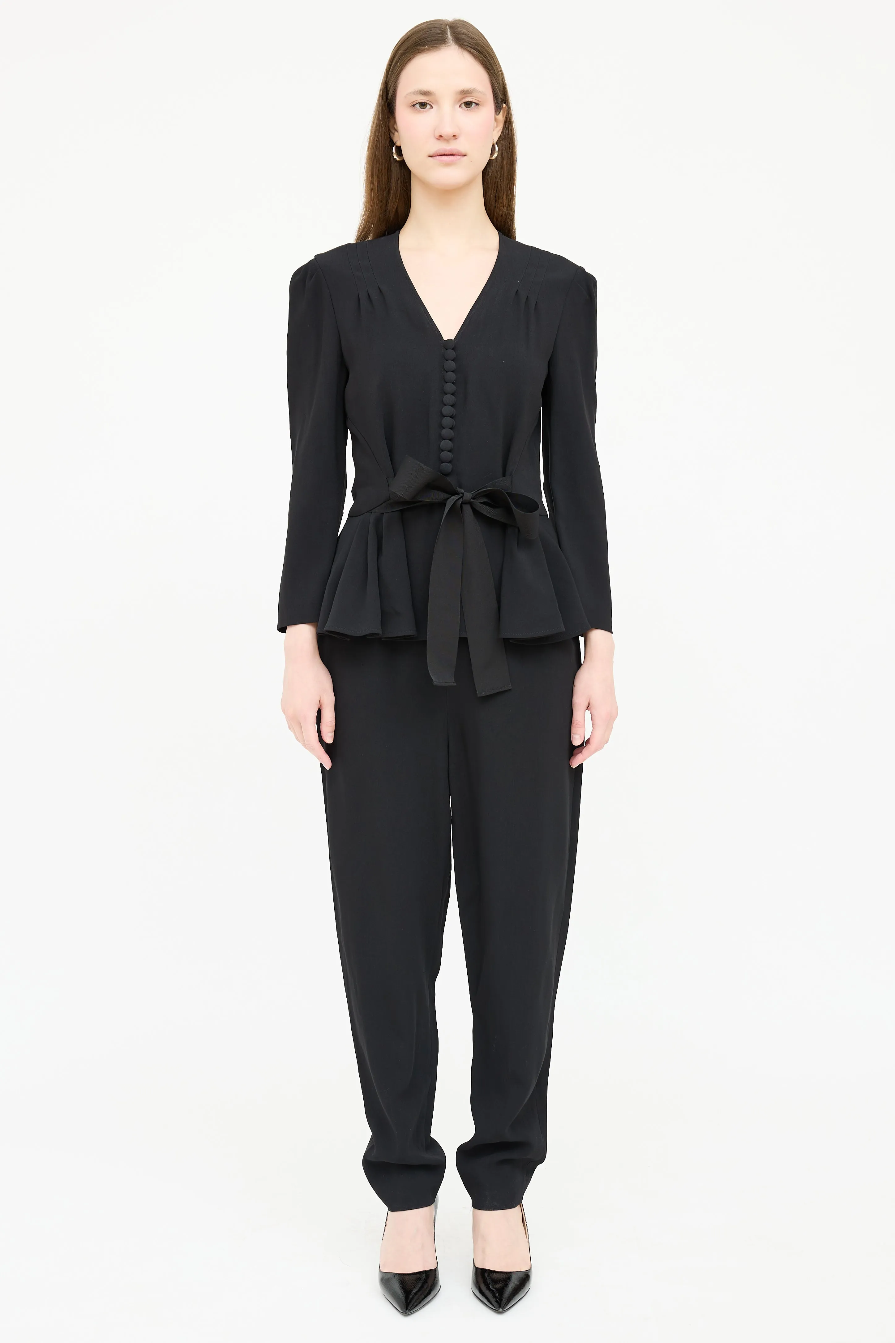 Belted Peplum Jumpsuit sold by VSP Consignment