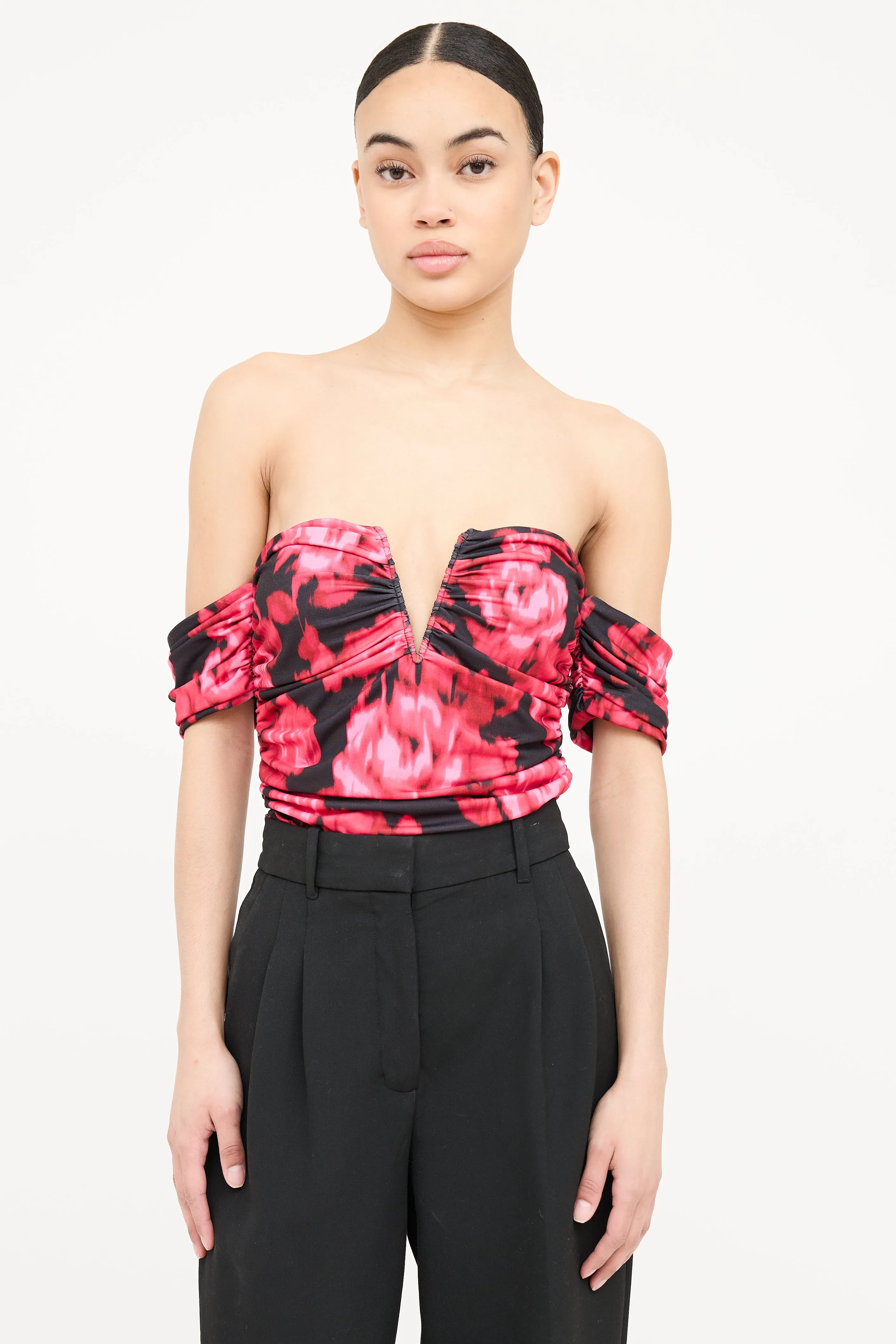 Off Shoulder Floral Bodysuit sold by VSP Consignment