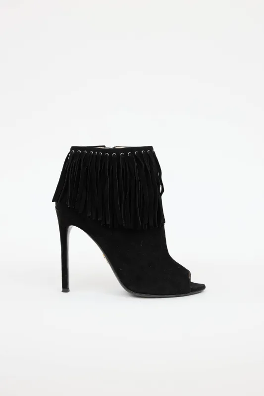 Suede Fringe Bootie sold by VSP Consignment