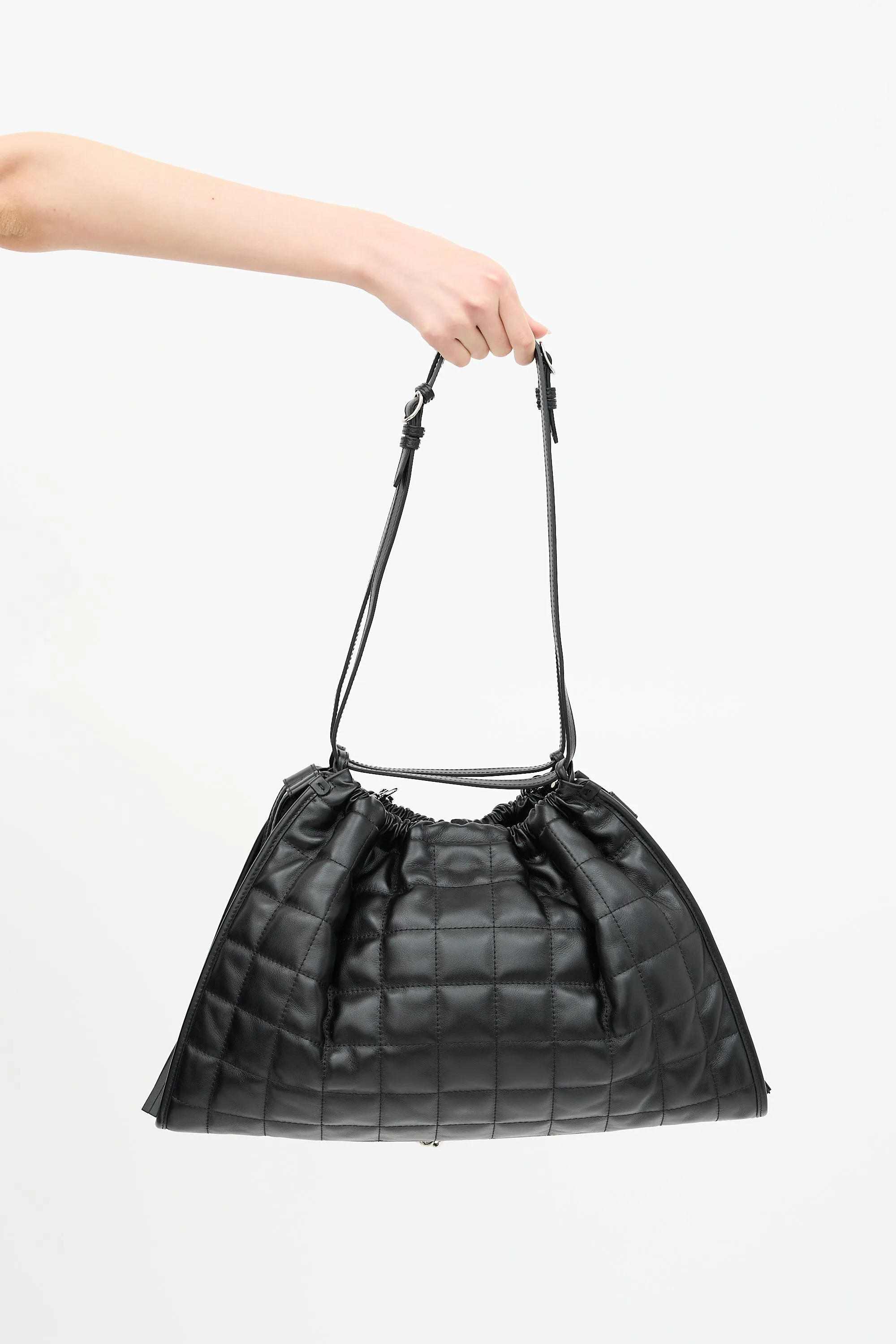 Quilted Leather Small Deco Tote Bag sold by VSP Consignment product image thumbnail 3