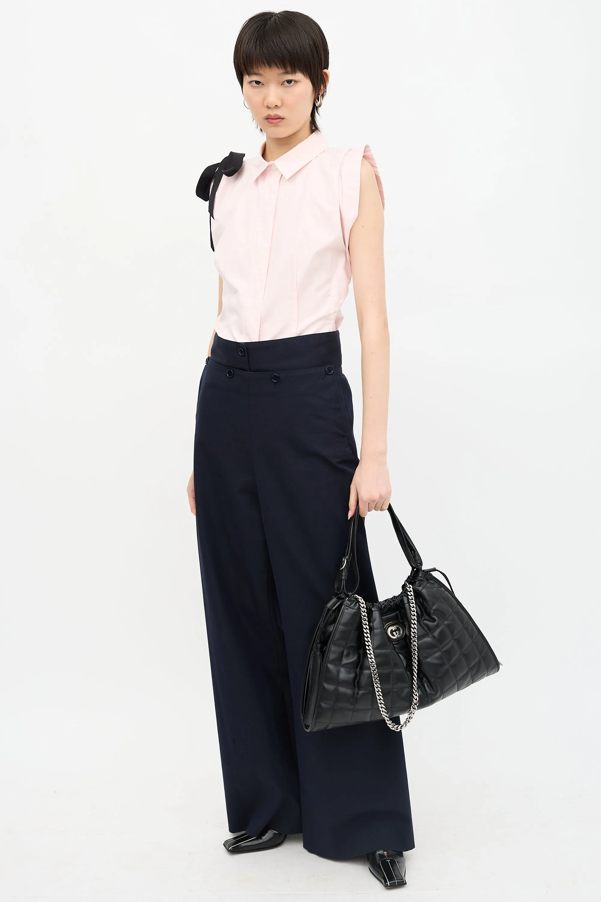 Quilted Leather Small Deco Tote Bag sold by VSP Consignment product image thumbnail 4