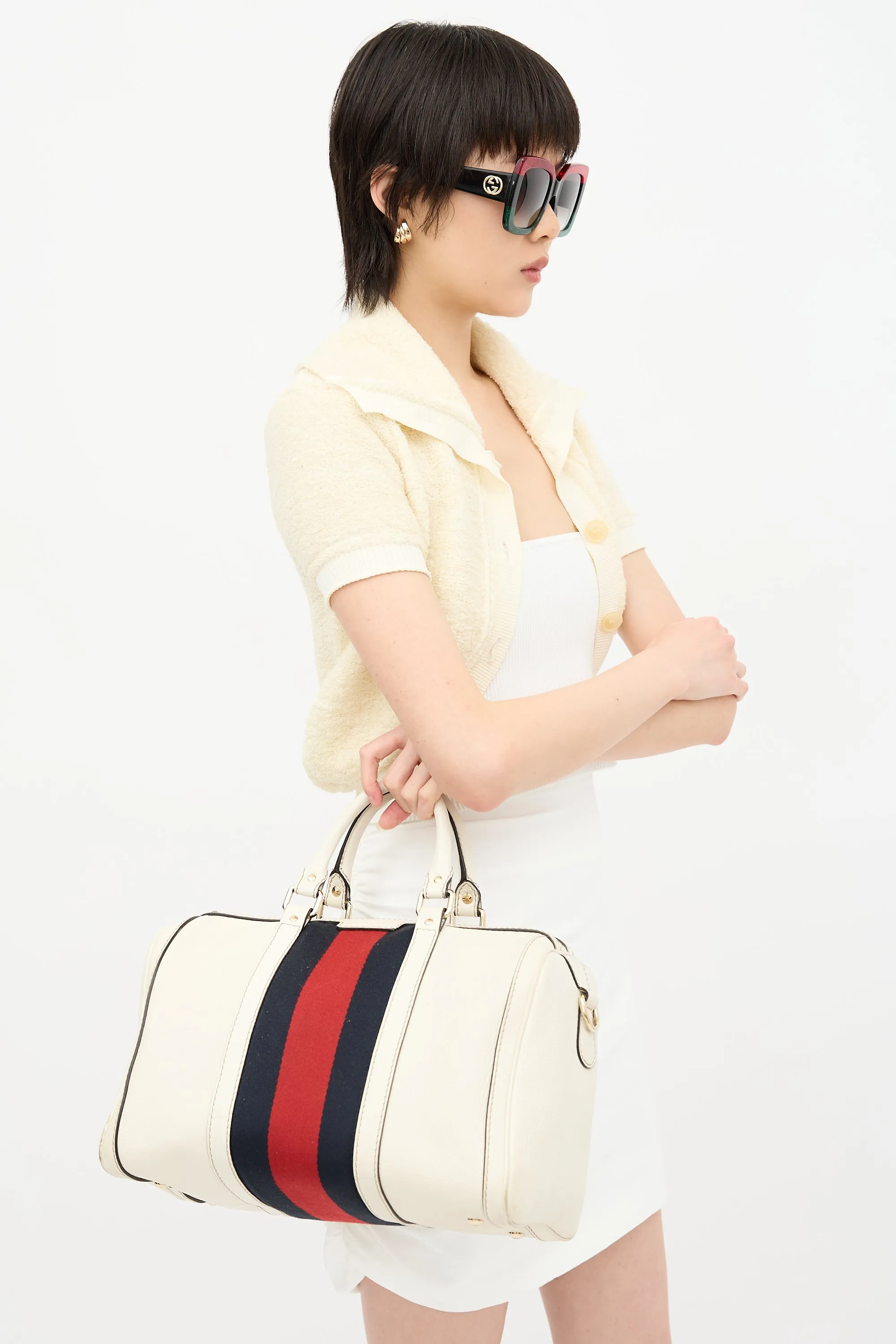 Leather Web Joy Boston Bag sold by VSP Consignment product image thumbnail 4