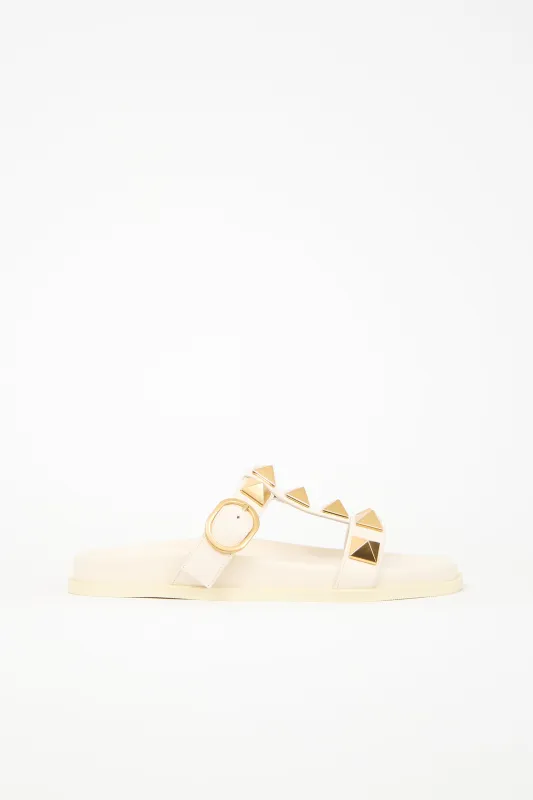 Leather Roman Stud Slide sold by VSP Consignment