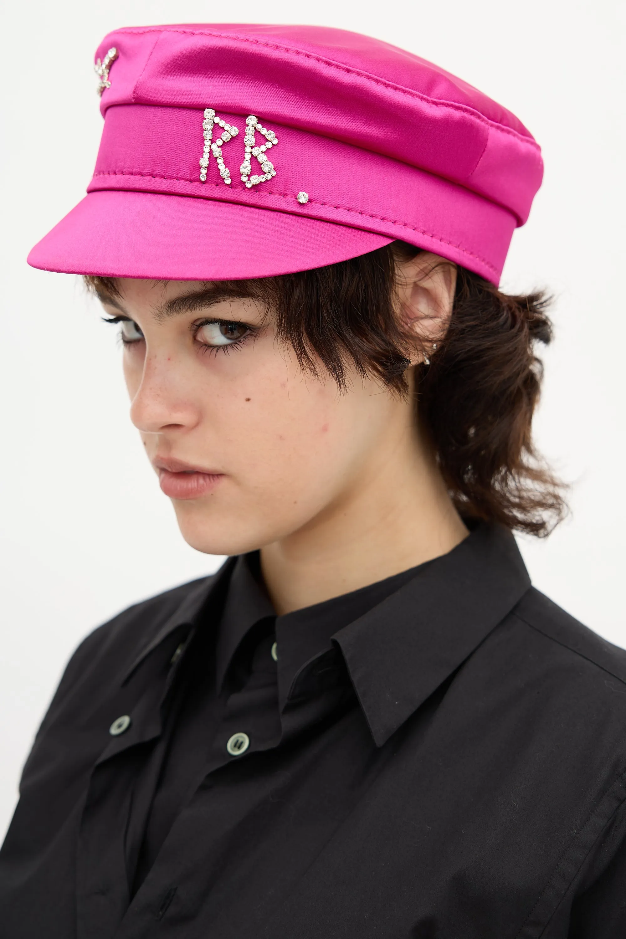 Satin Rhinestone Baker Boy Hat sold by VSP Consignment product image thumbnail 3