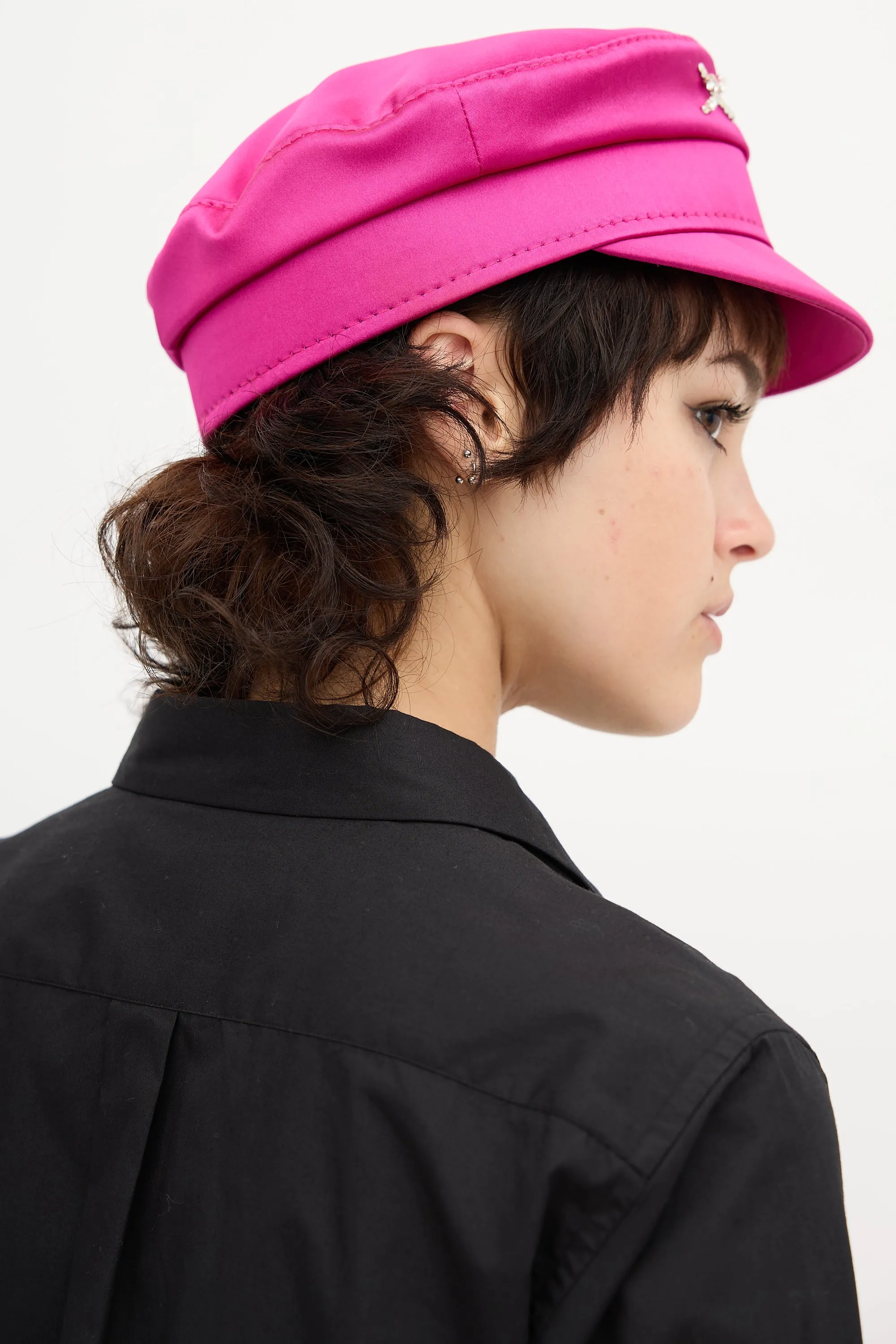 Satin Rhinestone Baker Boy Hat sold by VSP Consignment product image thumbnail 5