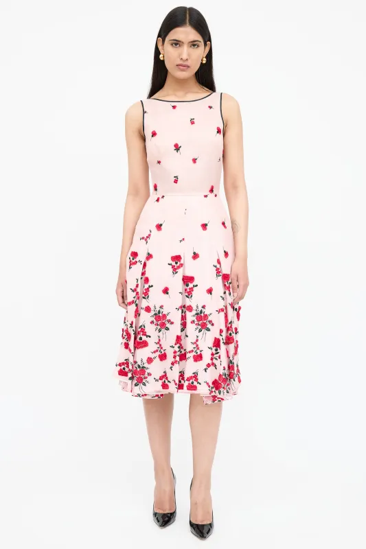 Floral Embroidered Pleated Dress made by VSP Consignment