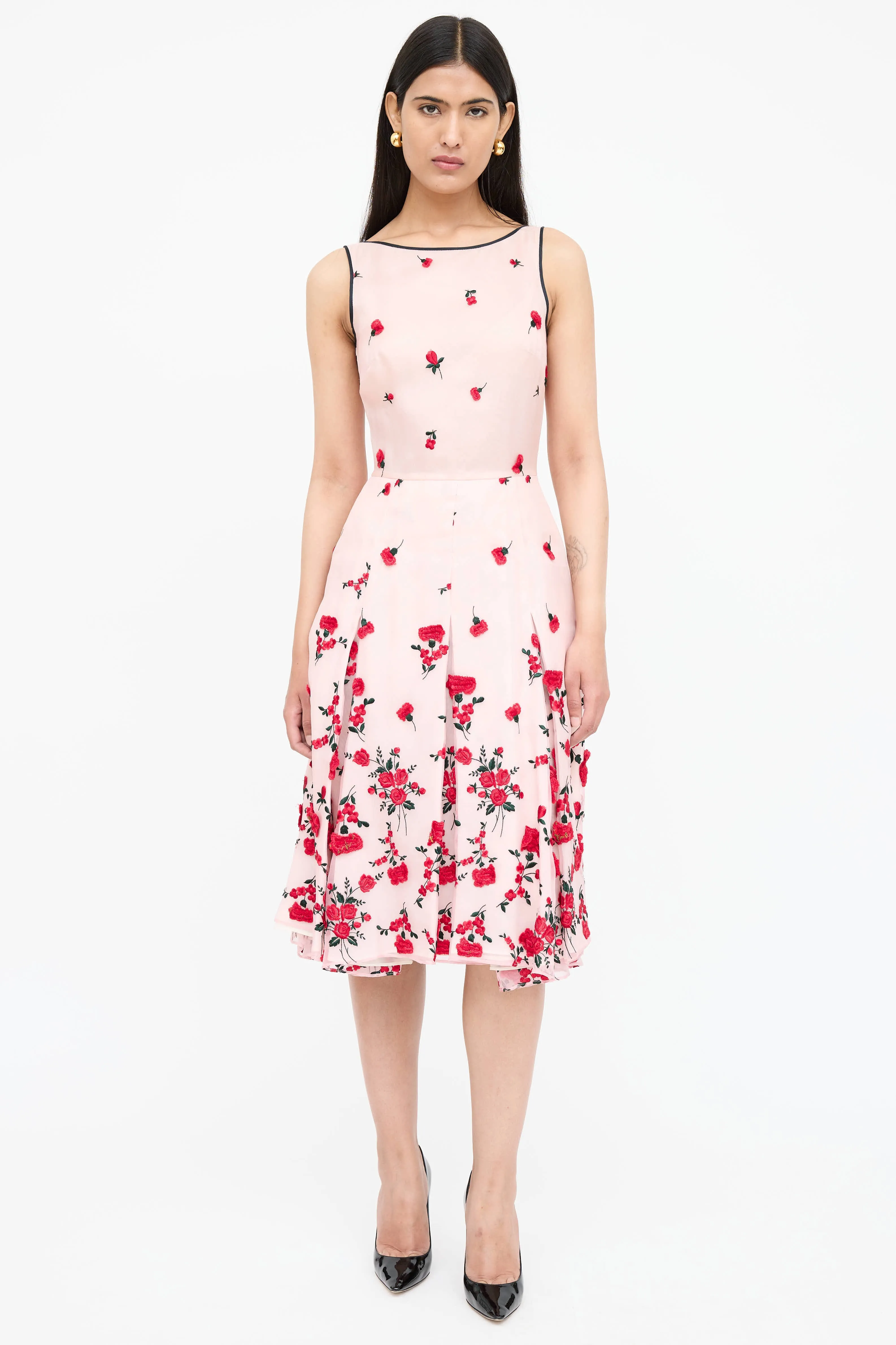Floral Embroidered Pleated Dress sold by VSP Consignment