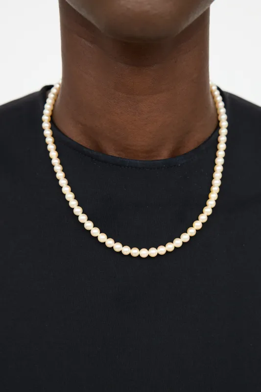 9K Yellow Gold Akoya Pearl Necklace made by VSP Consignment