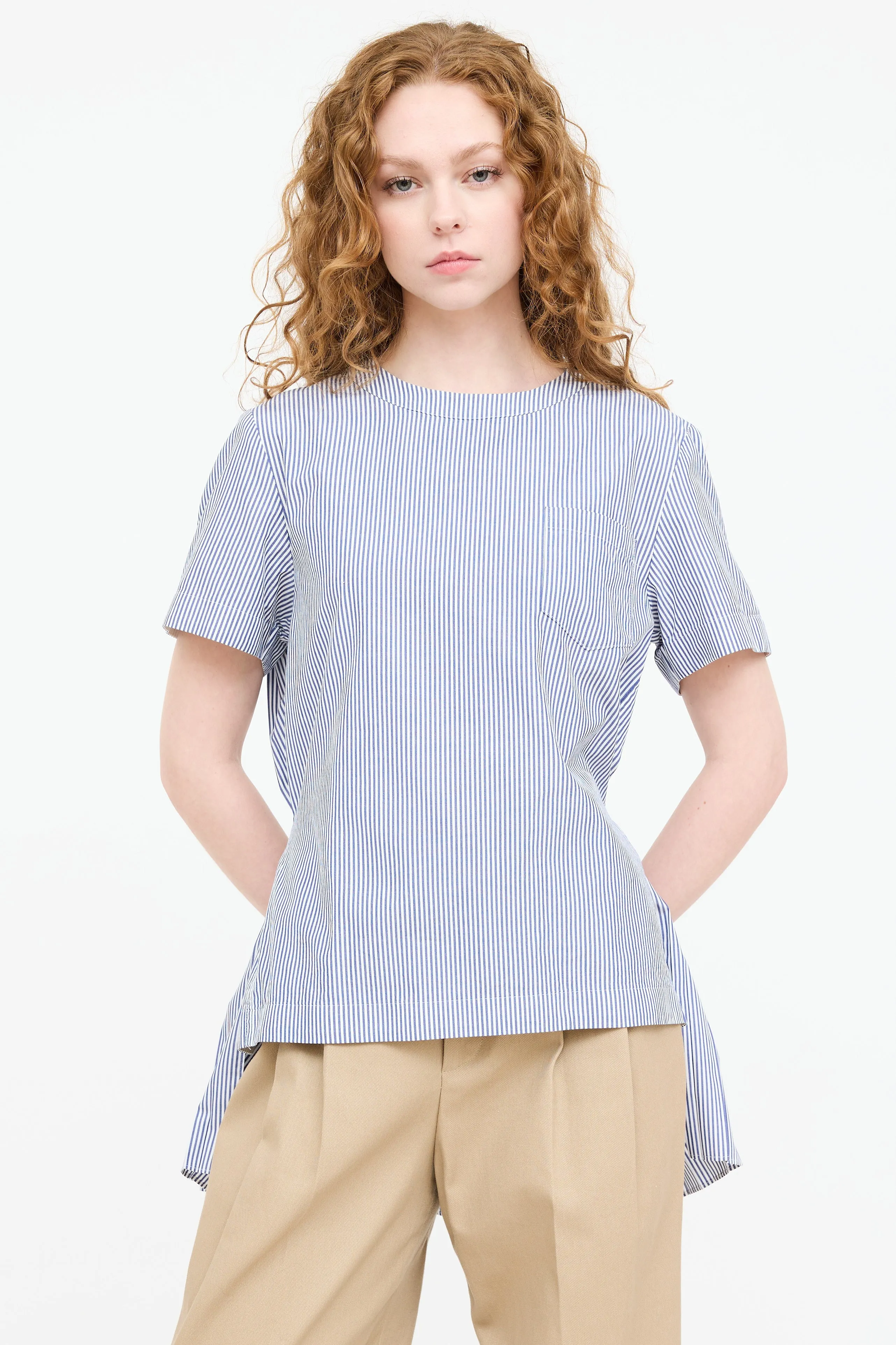 Striped Zip Belted Top sold by VSP Consignment