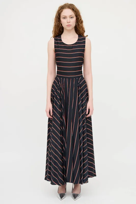 Striped Pleated Maxi Dress sold by VSP Consignment