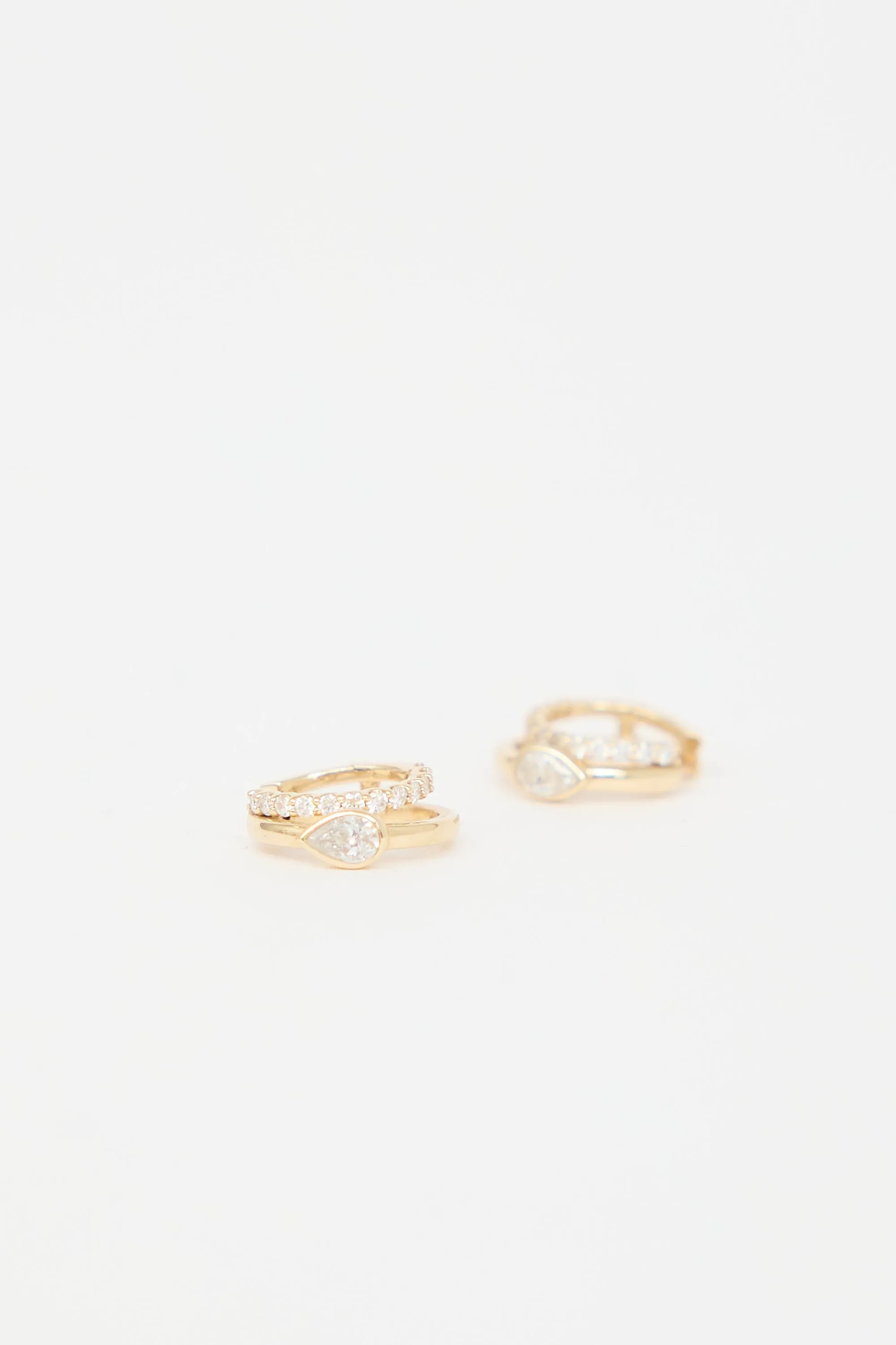 14K Yellow Gold Pear Double Huggies Earrings sold by VSP Consignment product image thumbnail 2