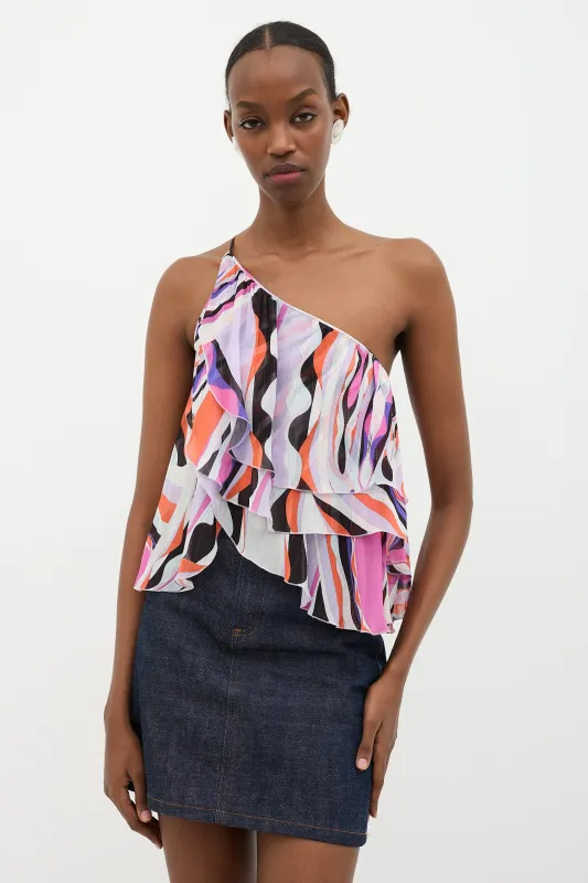 Abstract Printed Ruffle Top sold by VSP Consignment