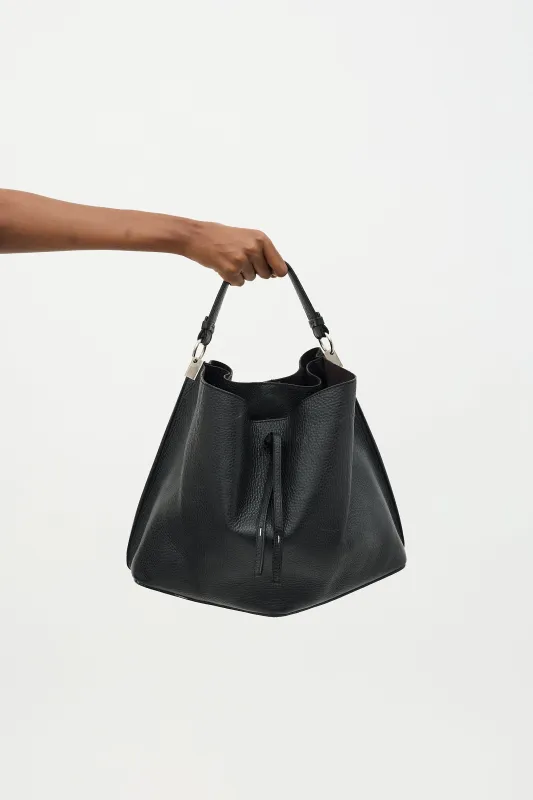 Leather Large Offset Bucket Bag sold by VSP Consignment