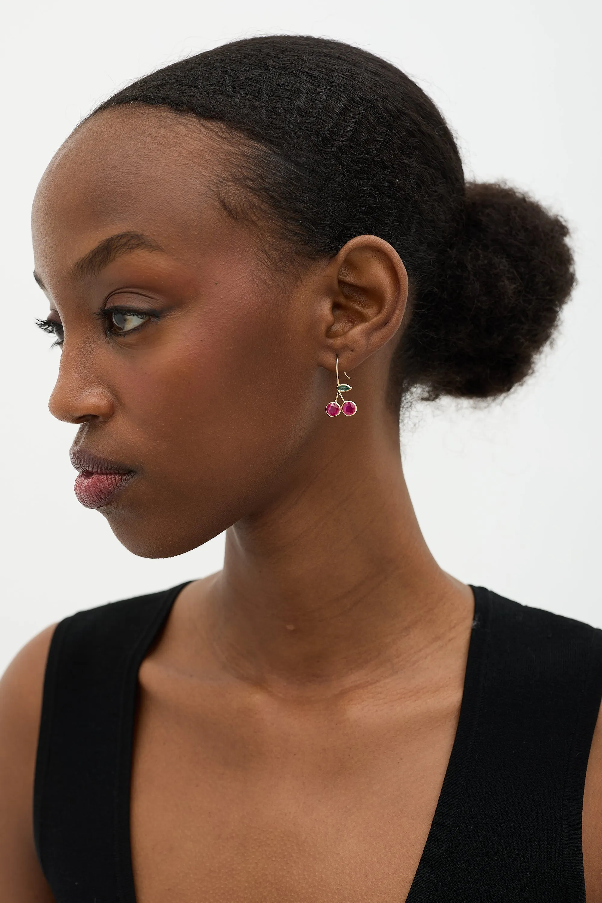 14K Yellow Gold & Ruby Cherry Earrings sold by VSP Consignment