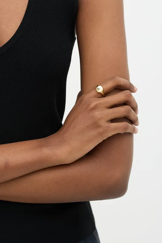 18K Yellow Gold & Diamond Signet Pinky Ring made by David Yurman