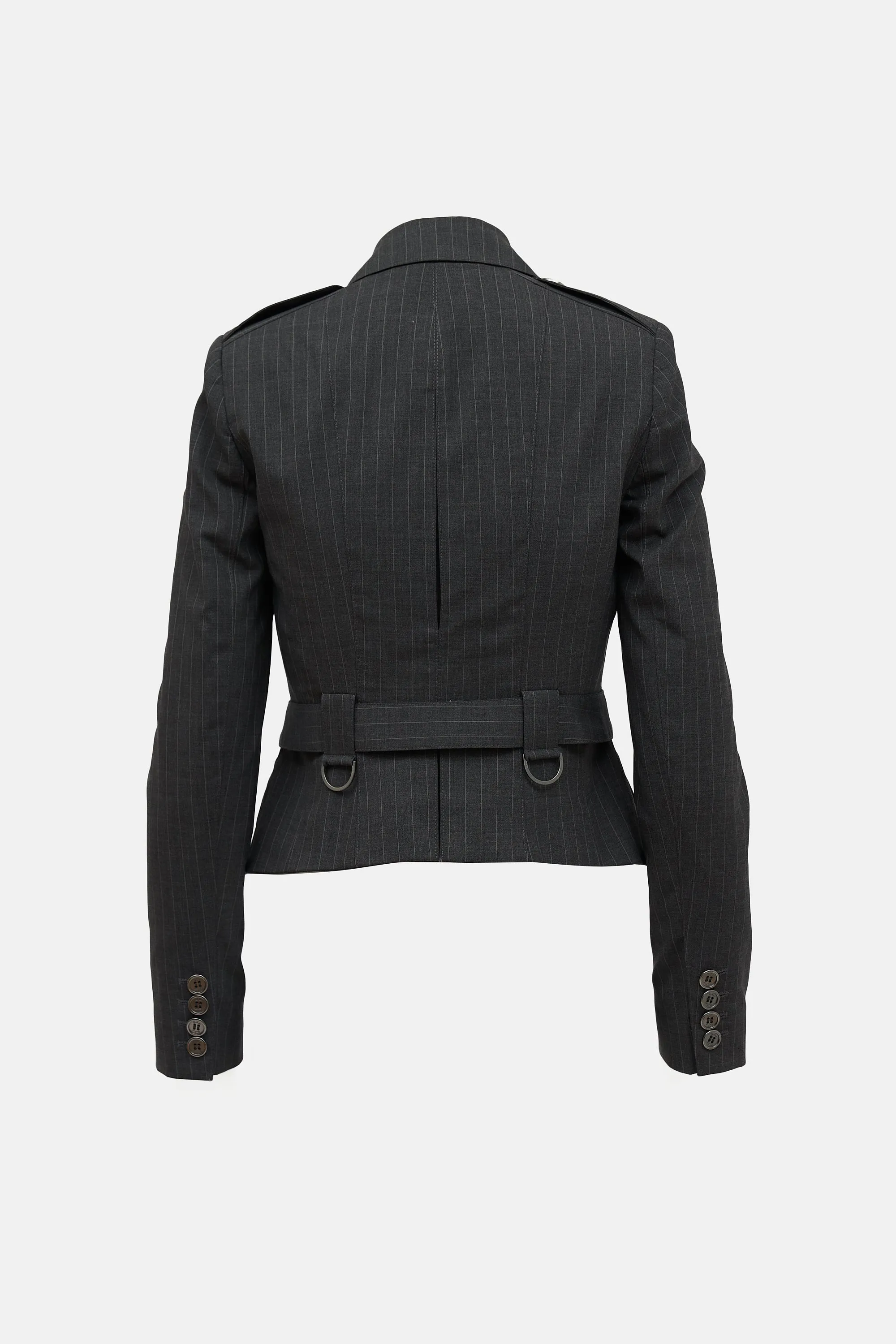 Pinstripe Belted Blazer sold by VSP Consignment product image thumbnail 2