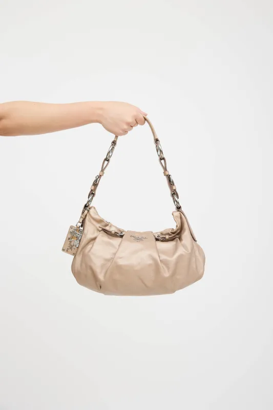 Leather Pleated Buckle Bag made by Prada