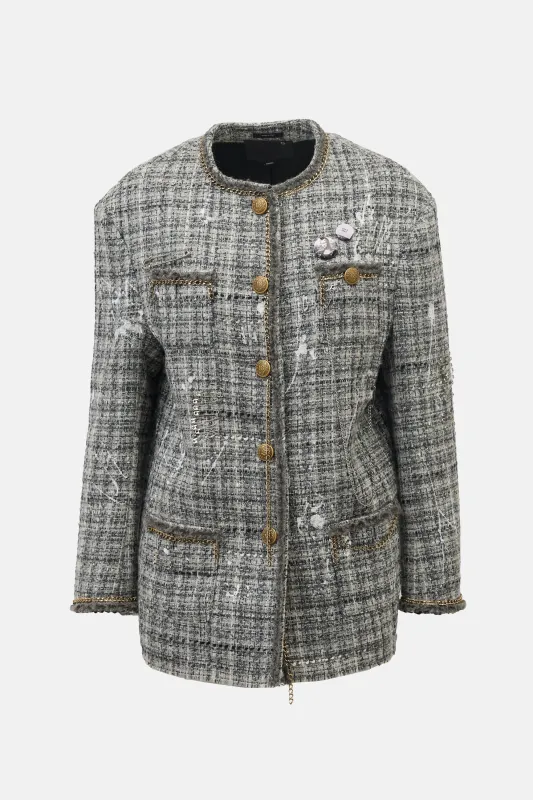 Paint Splatter Oversized Tweed Blazer sold by VSP Consignment