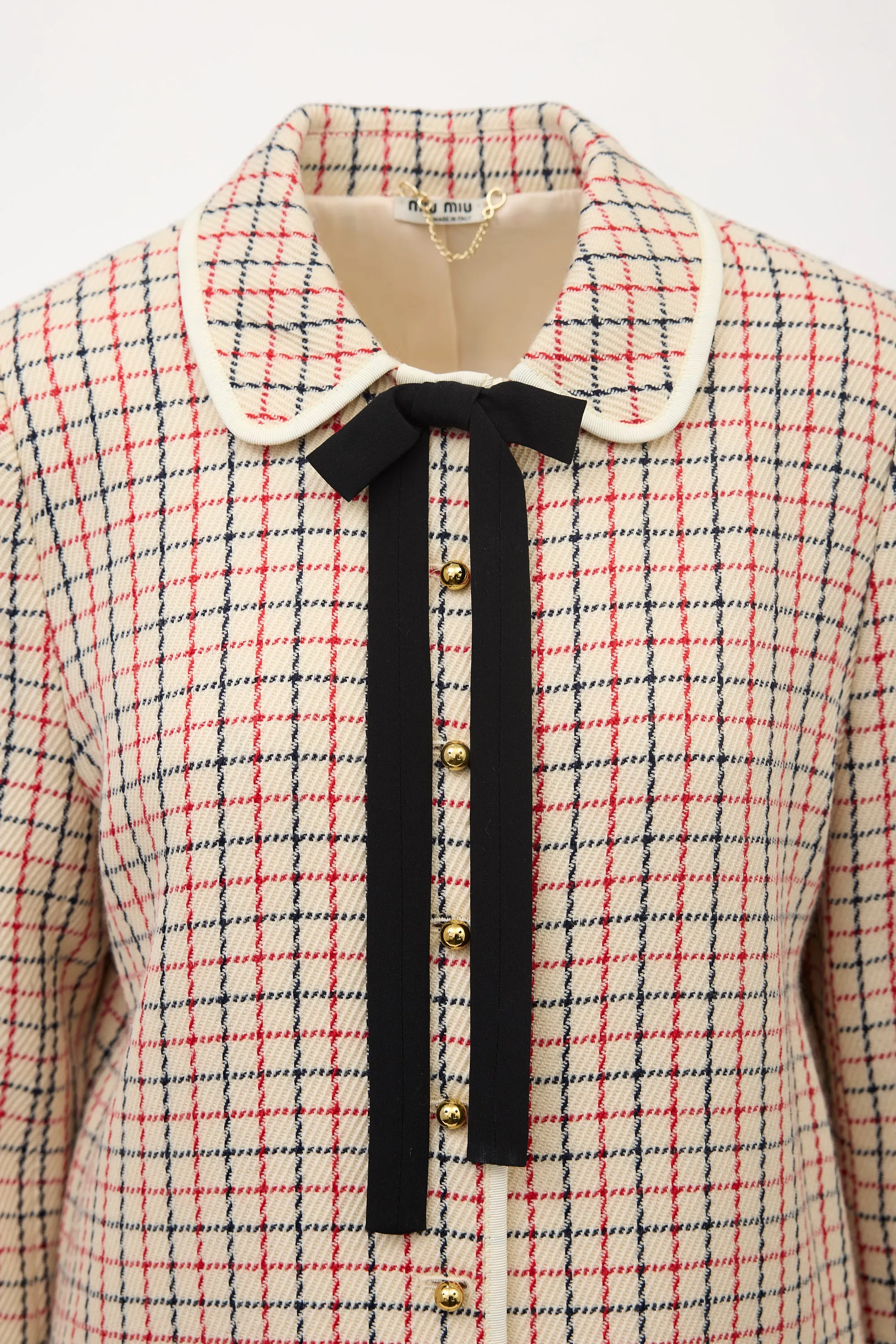 Checked Bow Coat sold by VSP Consignment product image thumbnail 2