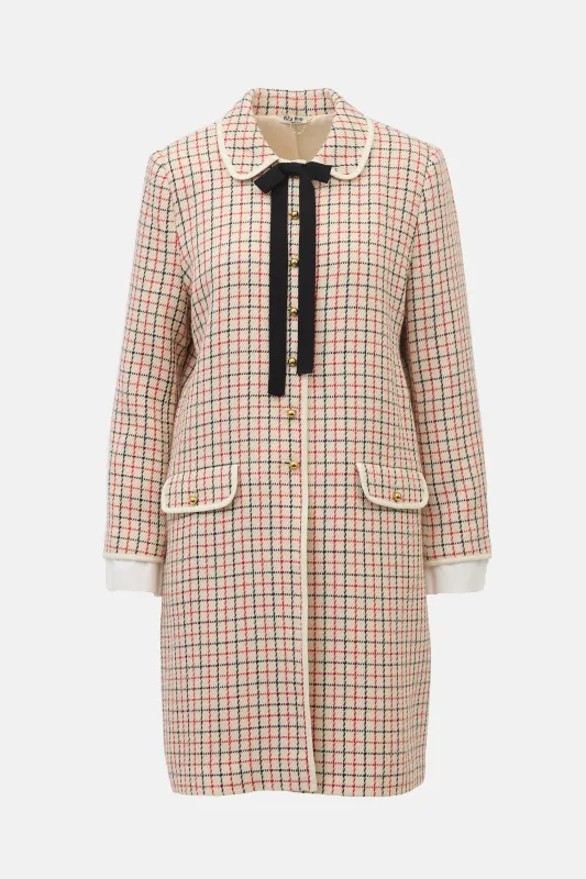 Checked Bow Coat sold by VSP Consignment