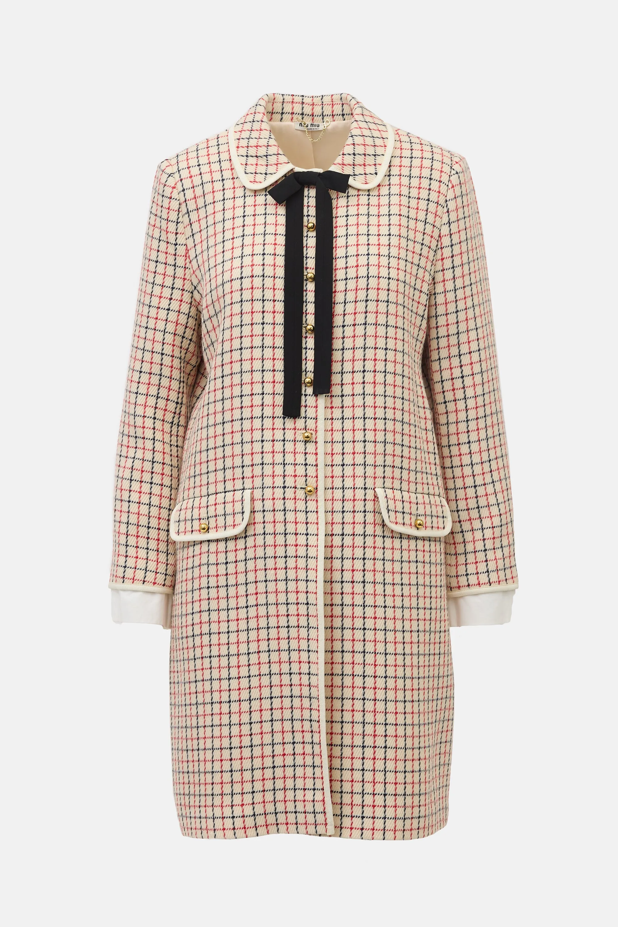 Checked Bow Coat sold by VSP Consignment