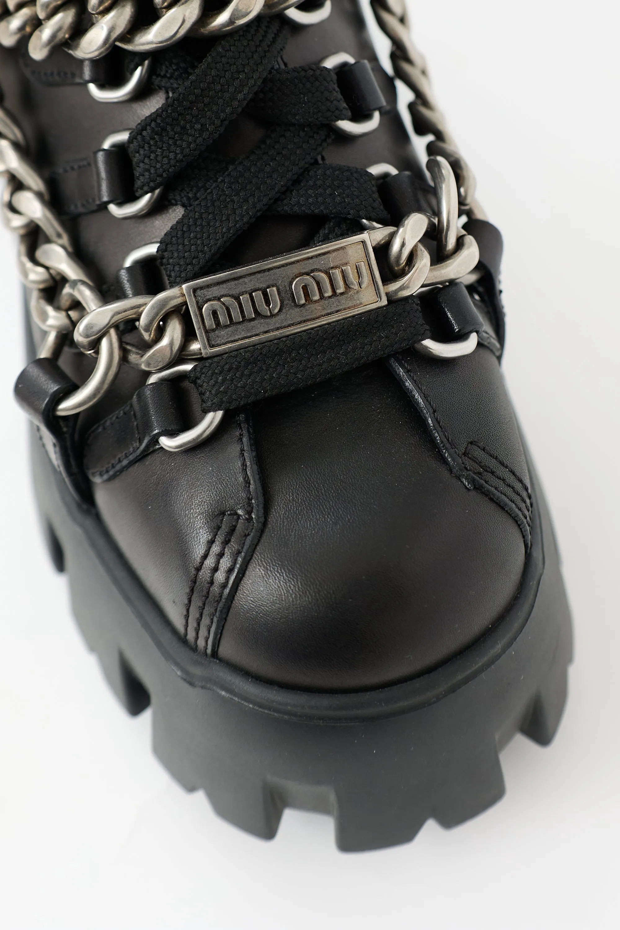 Leather Chain Platform Combat Boot sold by VSP Consignment product image thumbnail 2