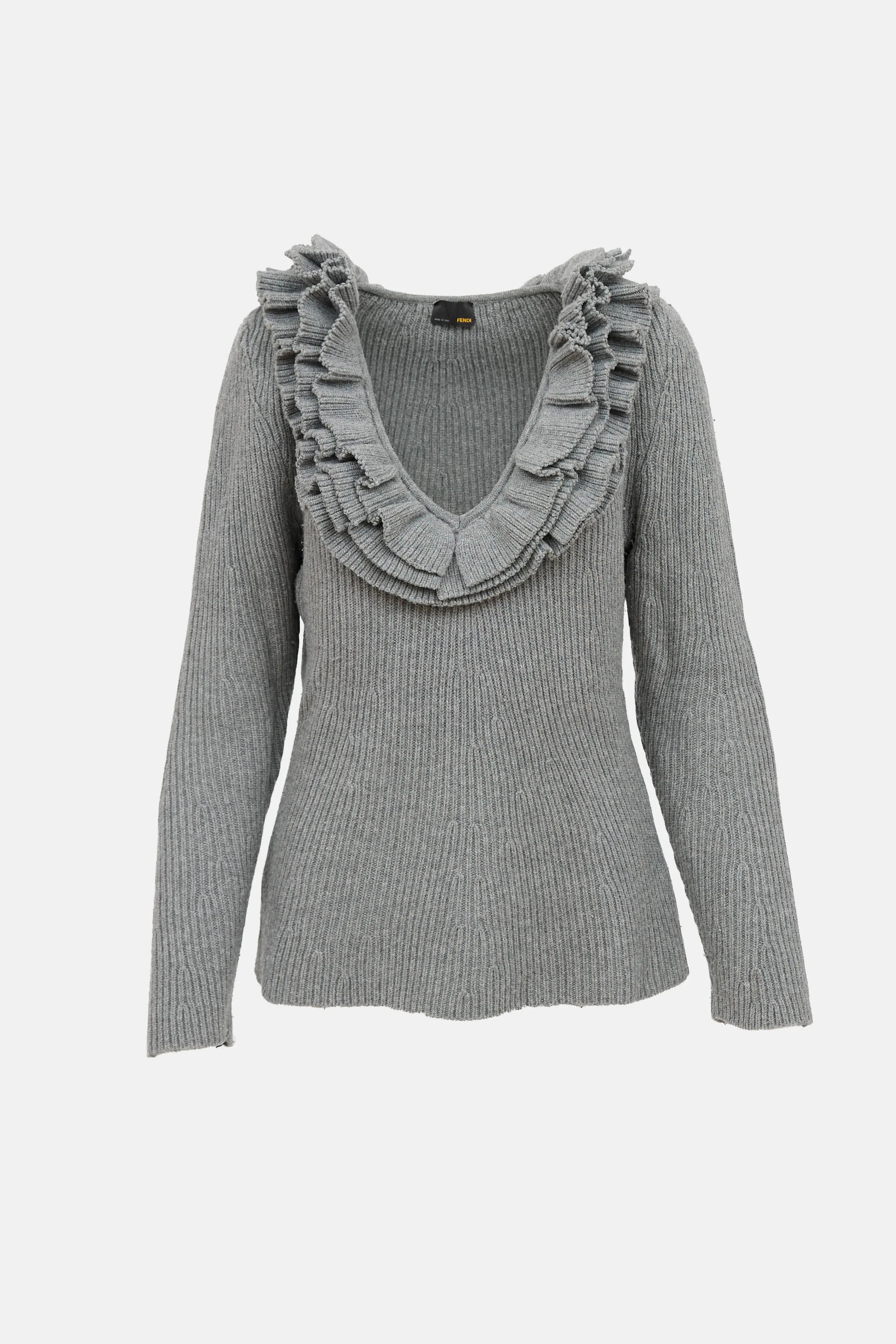 Ruffle V-Neck Sweater sold by VSP Consignment