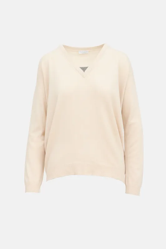 Monili V-Neck Cashmere Sweater sold by VSP Consignment