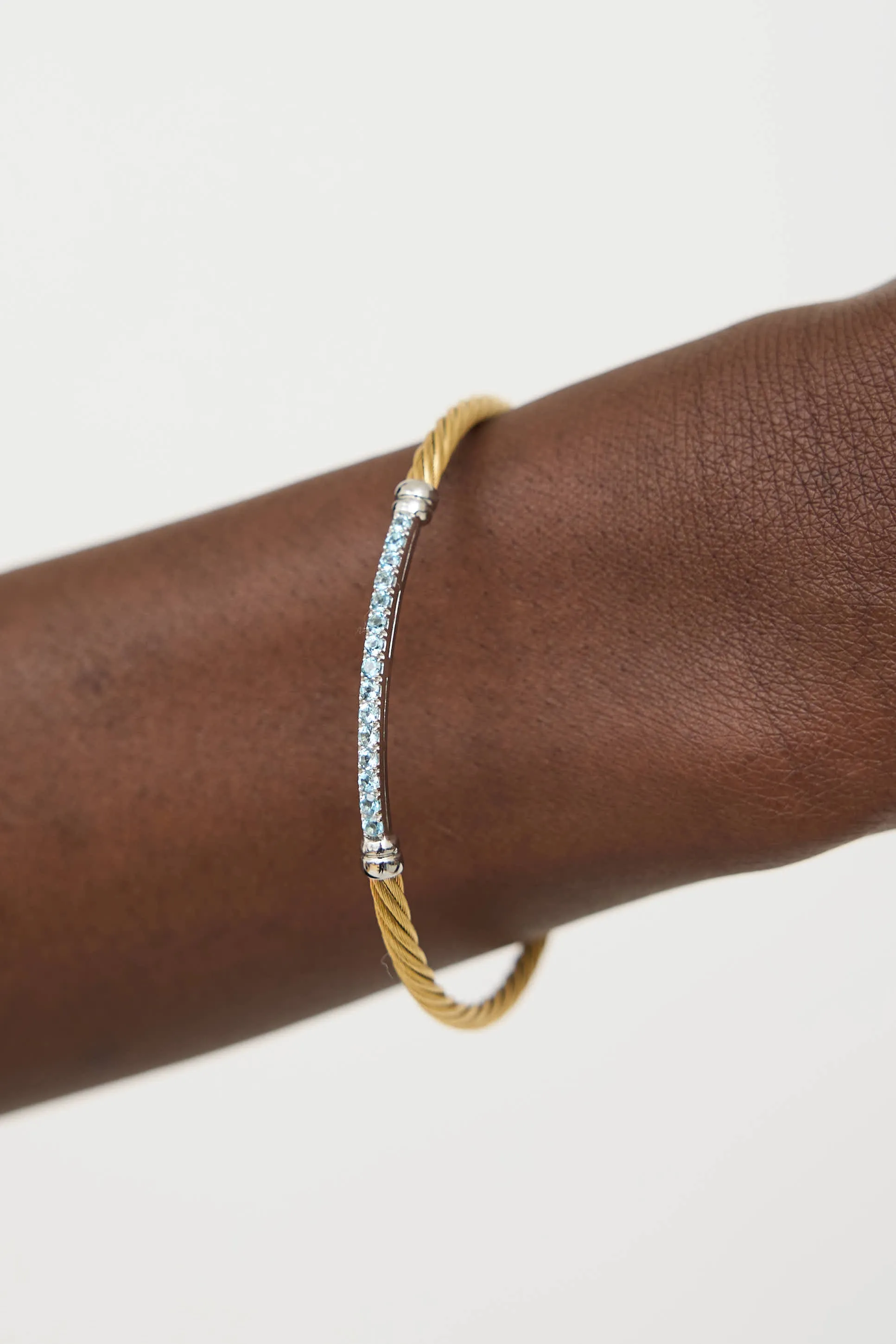 14K White Gold & Stainless Steel Crystal Cable Bracelet sold by VSP Consignment product image thumbnail 2