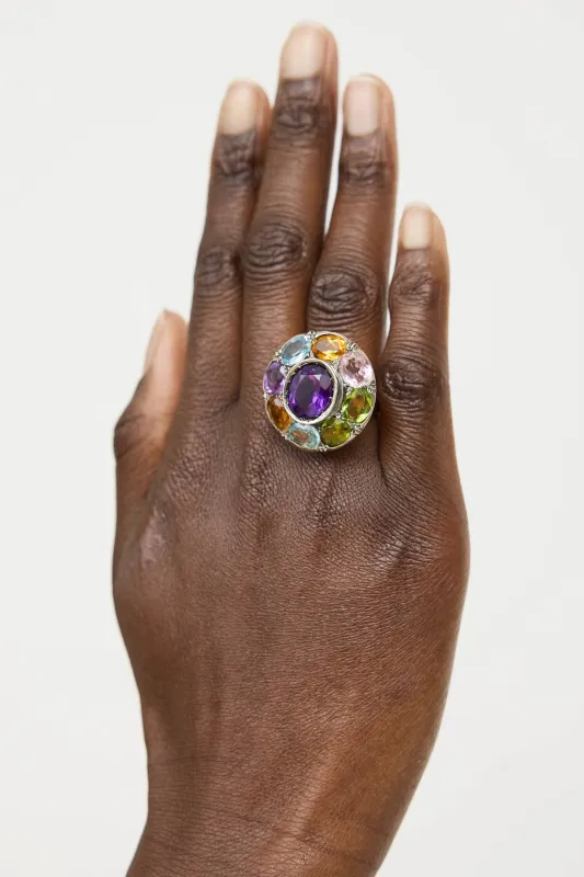 9K Yellow Gold Crystal Ring made by VSP Consignment