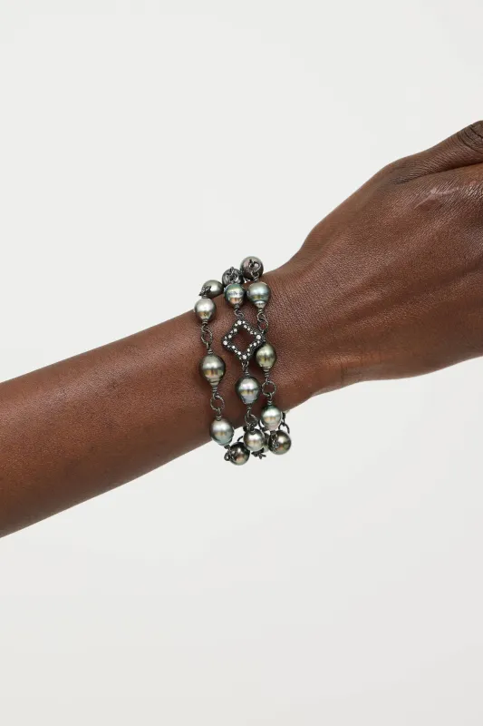 Sterling Silver Diamond Pearl Bracelet sold by VSP Consignment