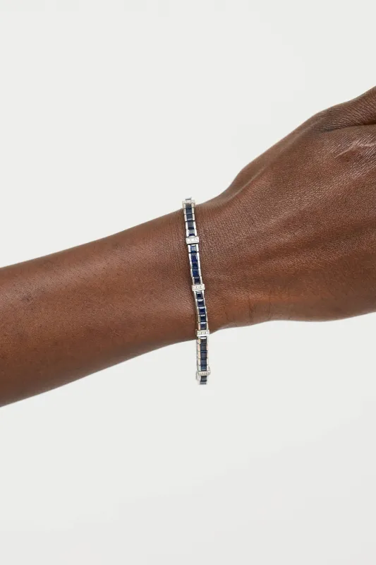 18K White Gold Sapphire Tennis Bracelet sold by VSP Consignment