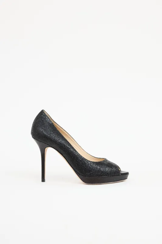 Glitter Luna Peep Toe Pump sold by VSP Consignment