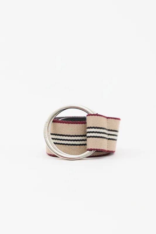 Striped Oversized Buckle Belt made by Burberry