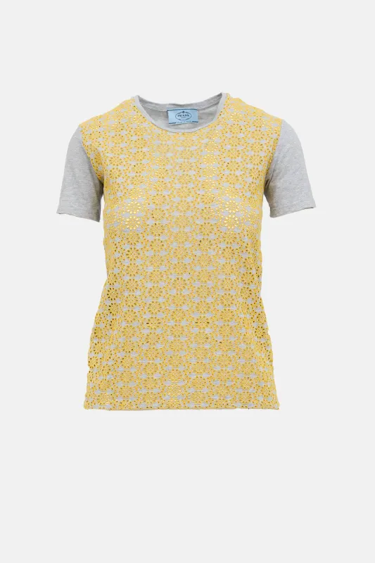 2012 Floral Eyelet T-Shirt made by Prada