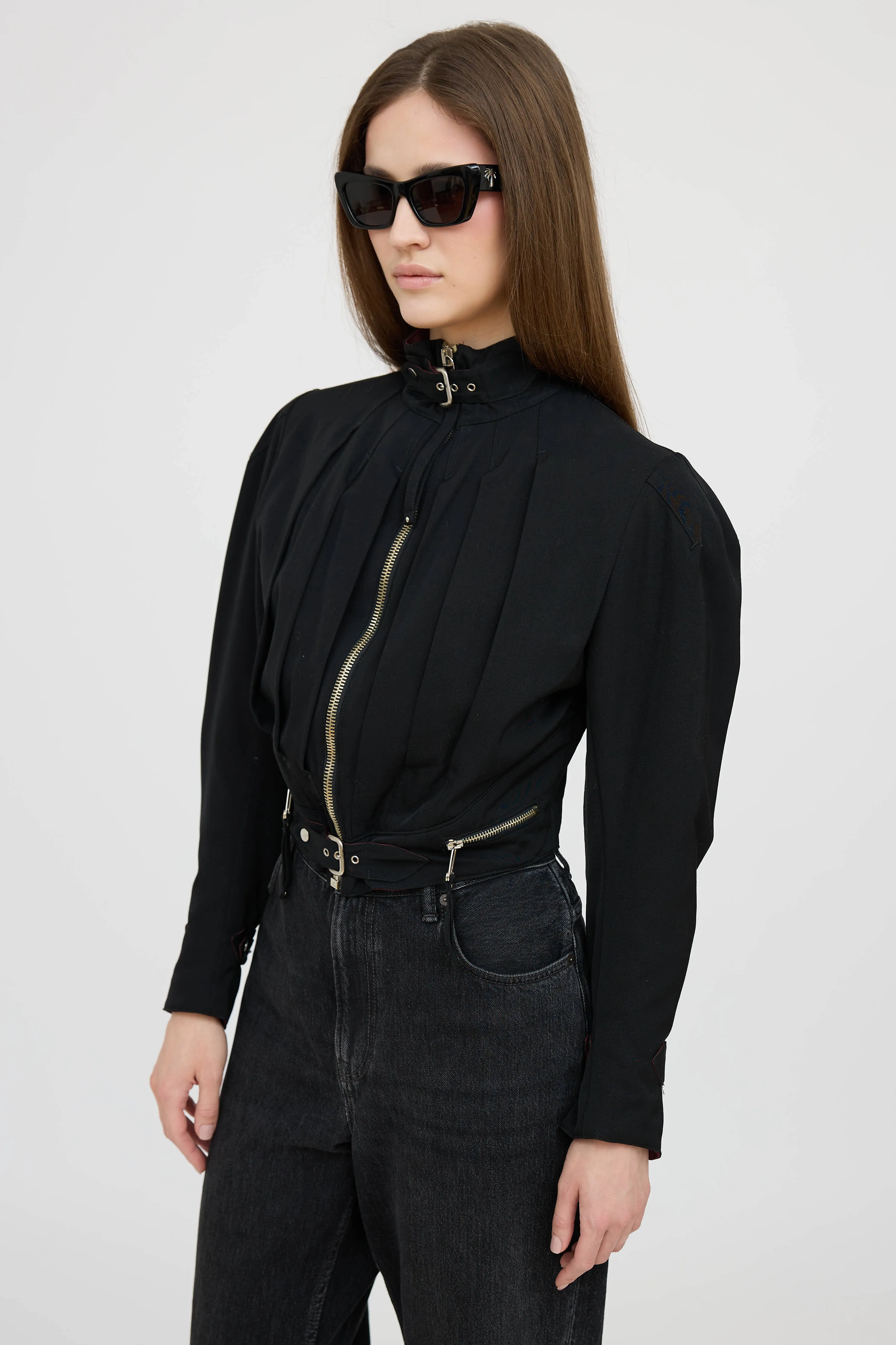 Buckle Pleated Crop Jacket sold by VSP Consignment product image thumbnail 3