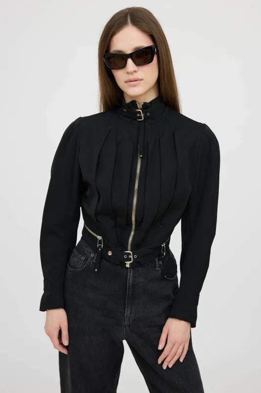 Buckle Pleated Crop Jacket sold by VSP Consignment