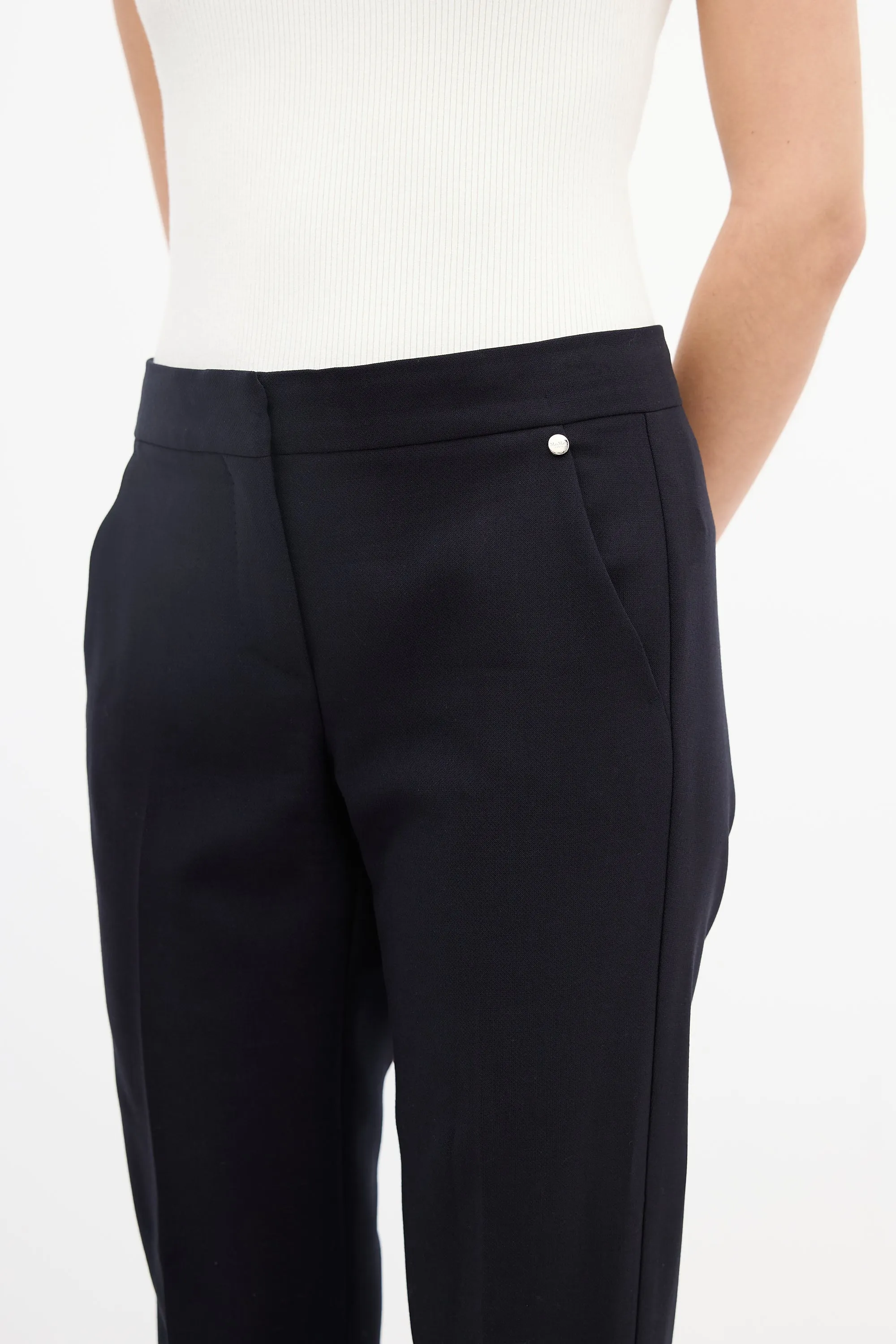 Navy Wool Tapered Trouser sold by VSP Consignment product image thumbnail 2