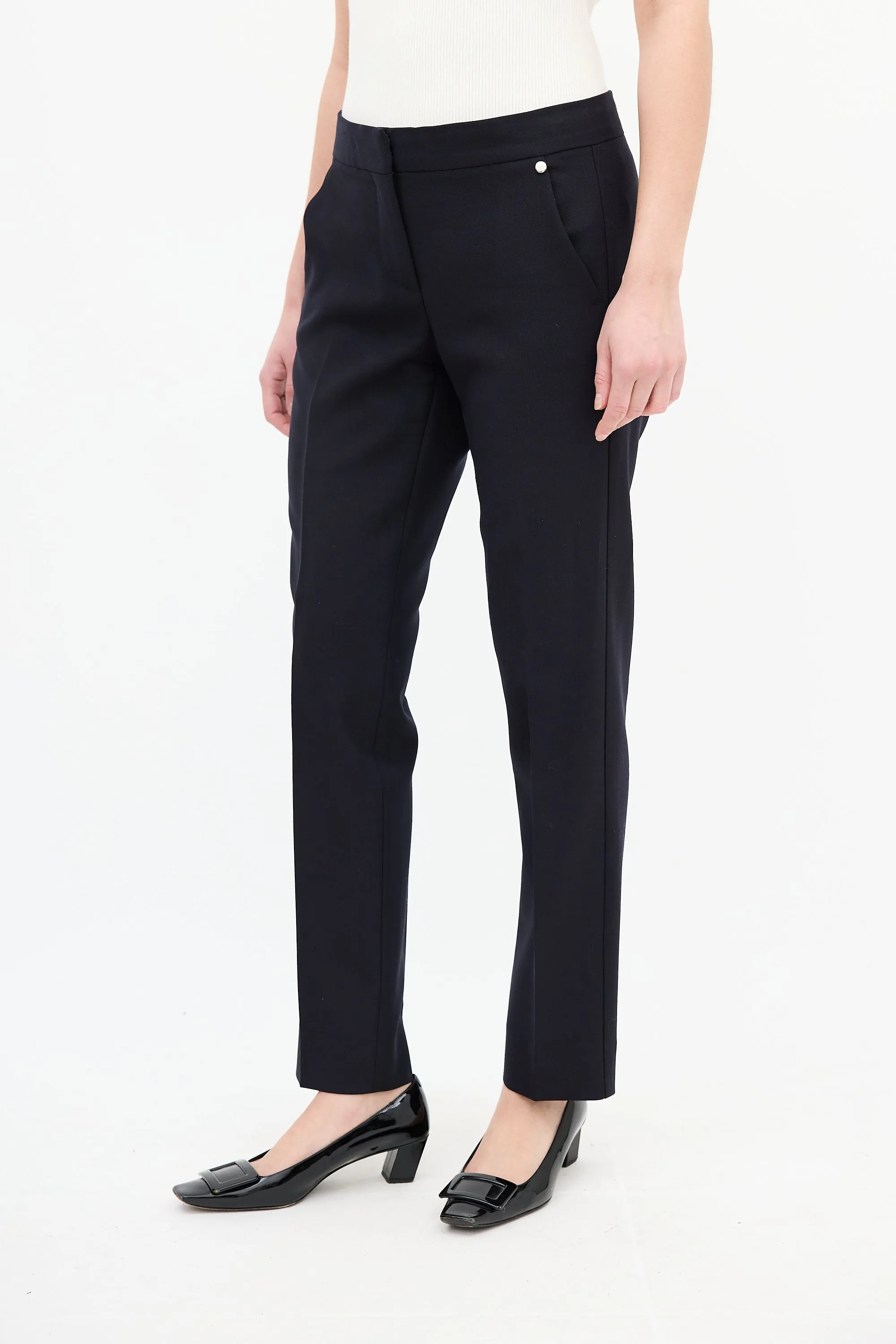Navy Wool Tapered Trouser sold by VSP Consignment product image thumbnail 3