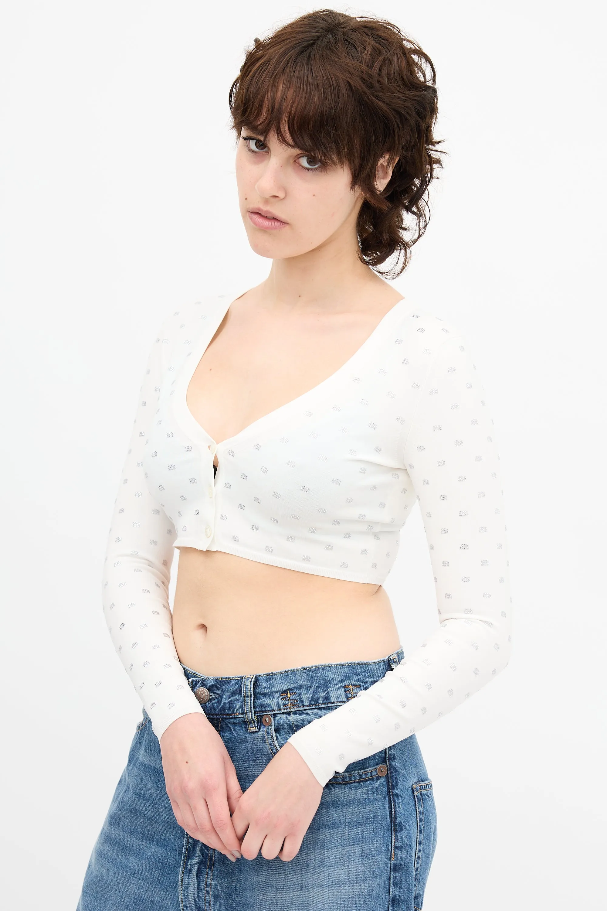Crystal Logo Cropped Cardigan sold by VSP Consignment product image thumbnail 3