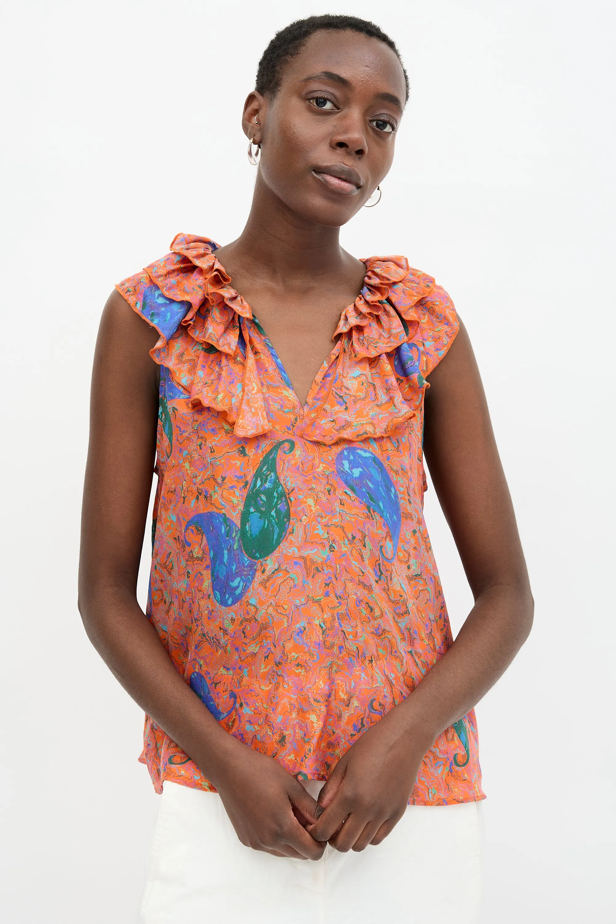 Silk Paisley Print Top sold by VSP Consignment