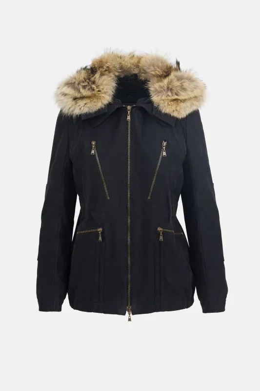 Canvas & Fur Hood Jacket made by Louis Vuitton