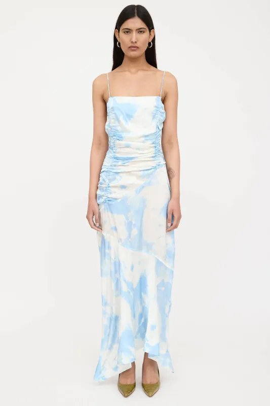 Satin Tie Dye Ruched Dress sold by VSP Consignment