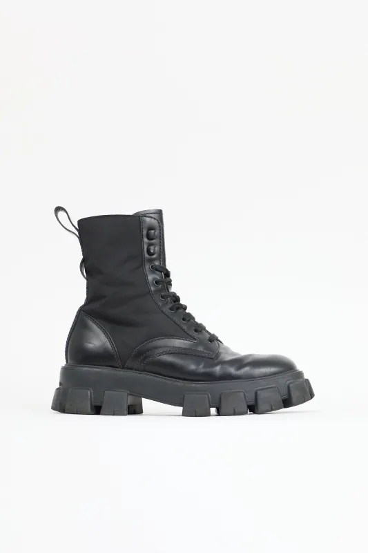 Leather & Re-Nylon Monolith Boot sold by VSP Consignment