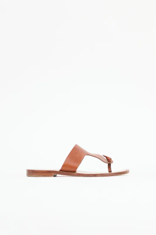 Leather Knotted T-Strap Sandal sold by VSP Consignment