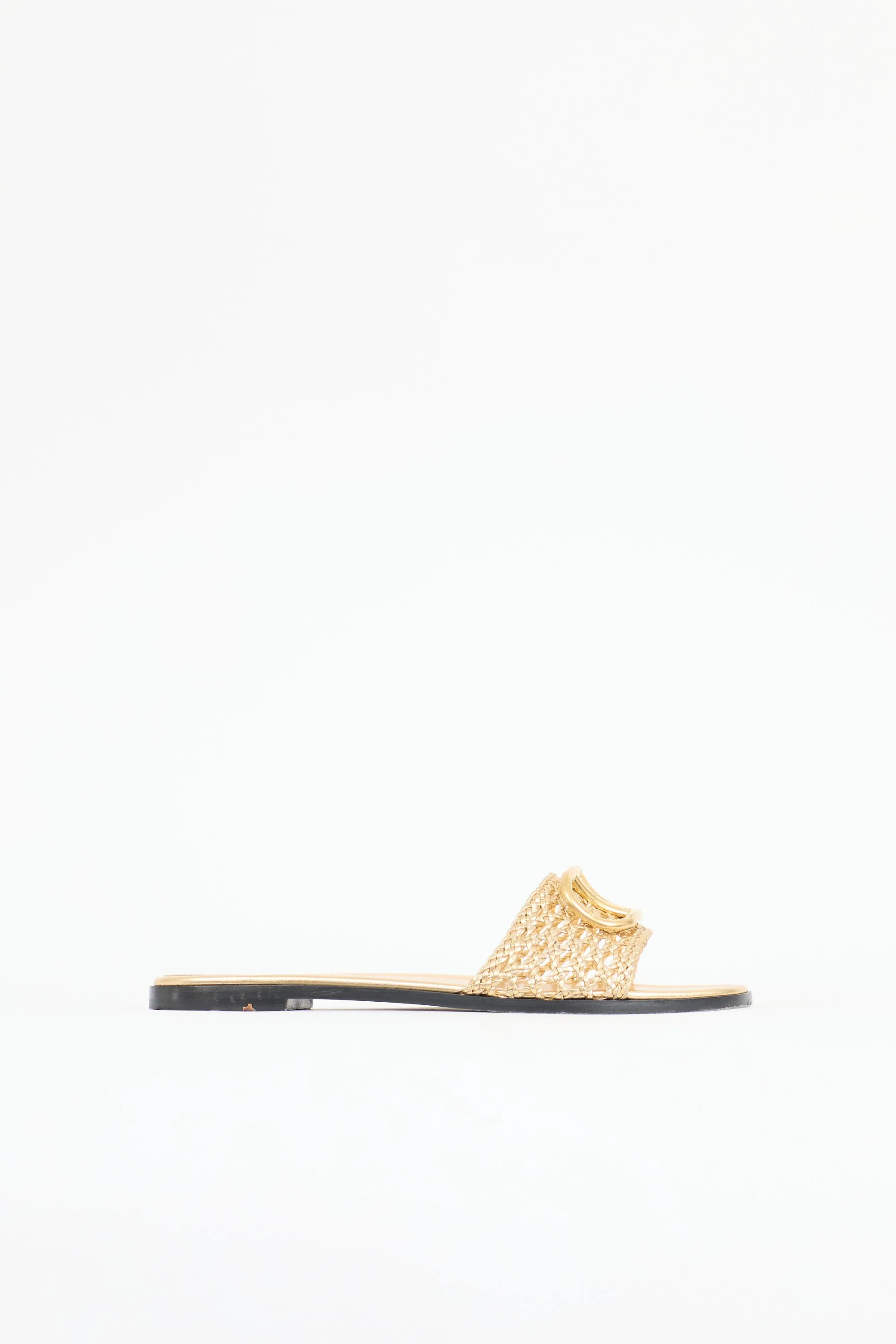 Metallic Leather VLogo Slide sold by VSP Consignment