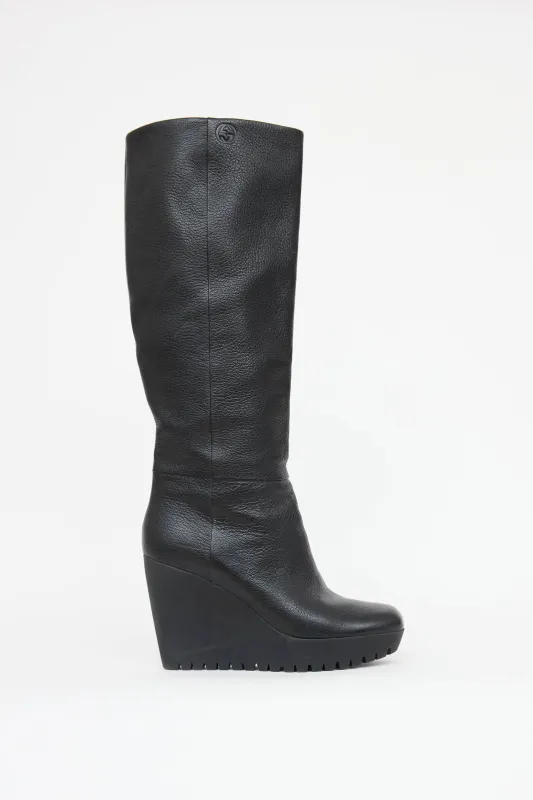 Leather Wedge Boot sold by VSP Consignment