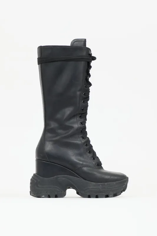 Leather Platform Combat Boot sold by VSP Consignment