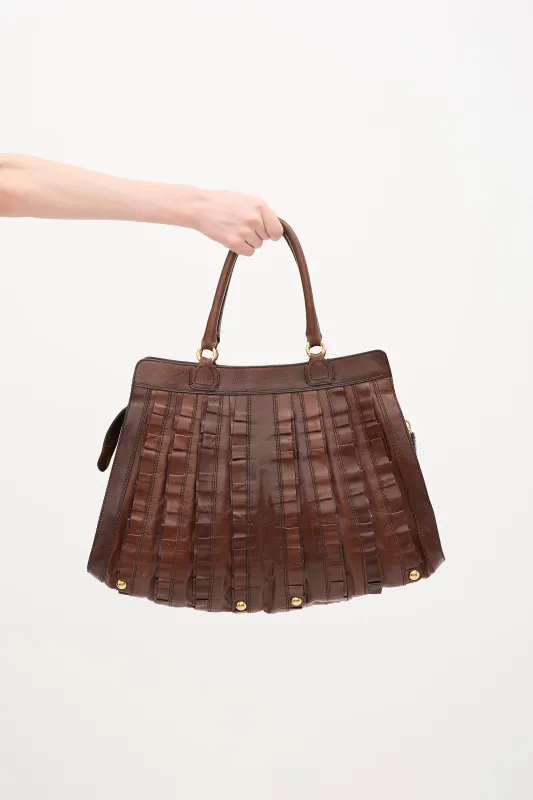 Leather Ruffle Tote Bag made by Valentino