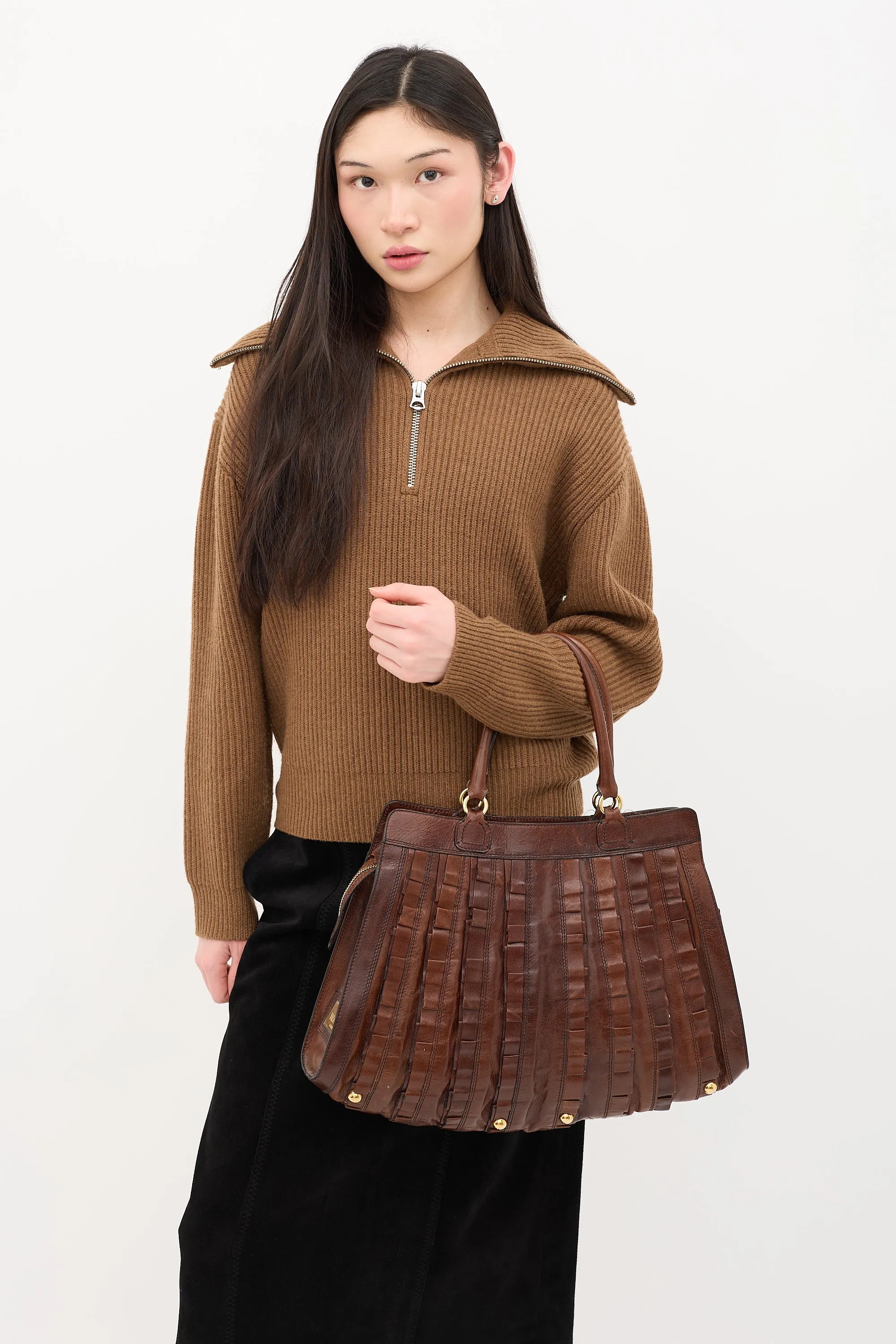 Leather Ruffle Tote Bag sold by VSP Consignment product image thumbnail 2